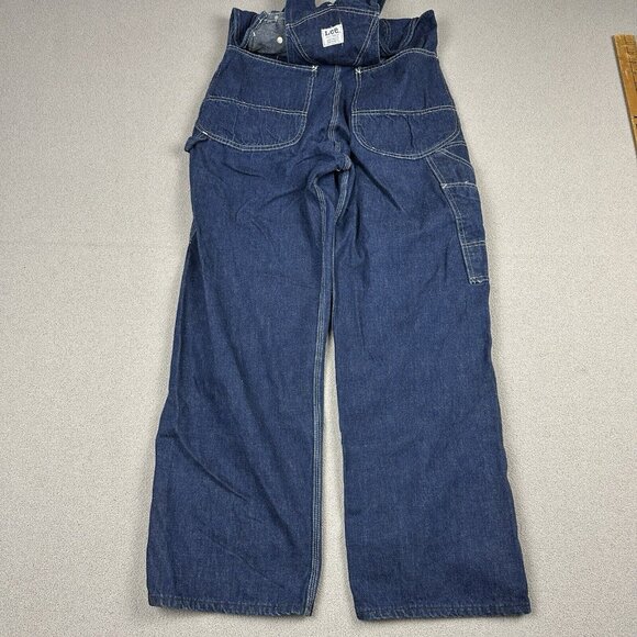 VTG Lee Jelt Denim Sanforized Bib Overalls 32x29 Baggy Union Made USA Distressed - Picture 11 of 11